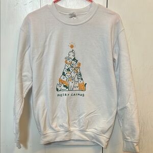 Gildan White 'Merry Catmas' Sweatshirt